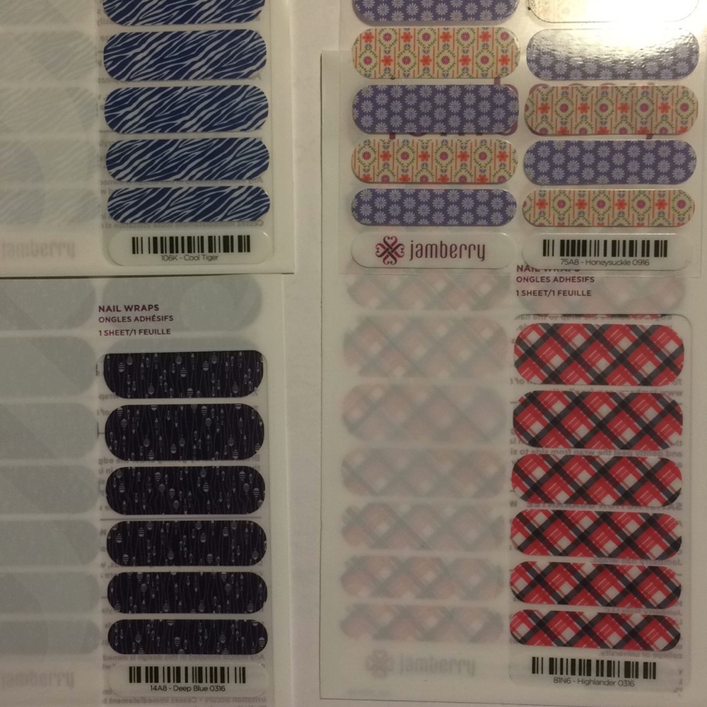 Four sets of Jamberry nail wraps